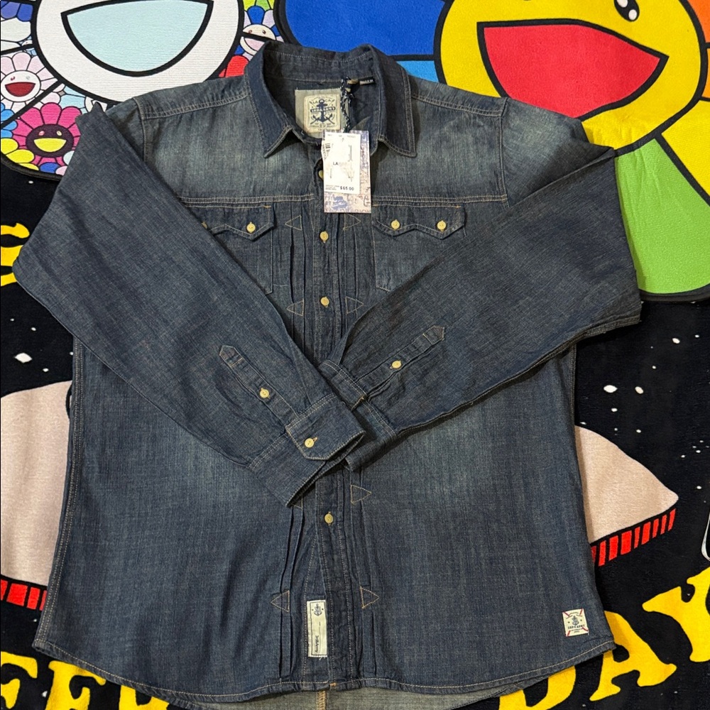 Third Army  Men's Denim  Shirt  Long Sleeve Large
